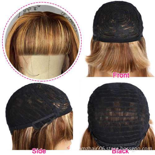 Wholesale Highlight Machine Made Wig #4/30 Brown Mixed Color Straight Raw Indian Hair No Lace Frontal Human Hair For Black Women